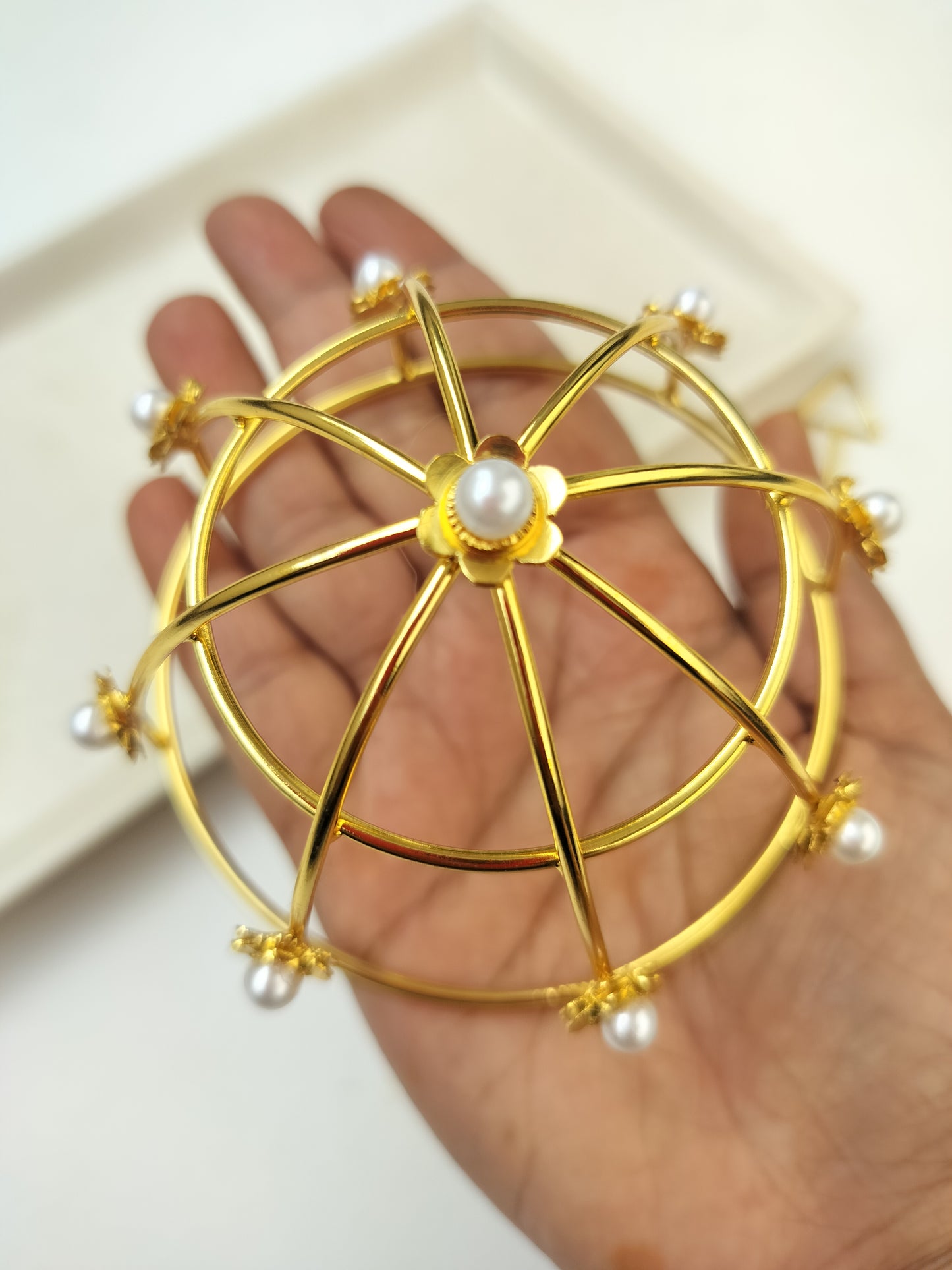 Bold Minimal Brass Hair Bun Cage with bun stick