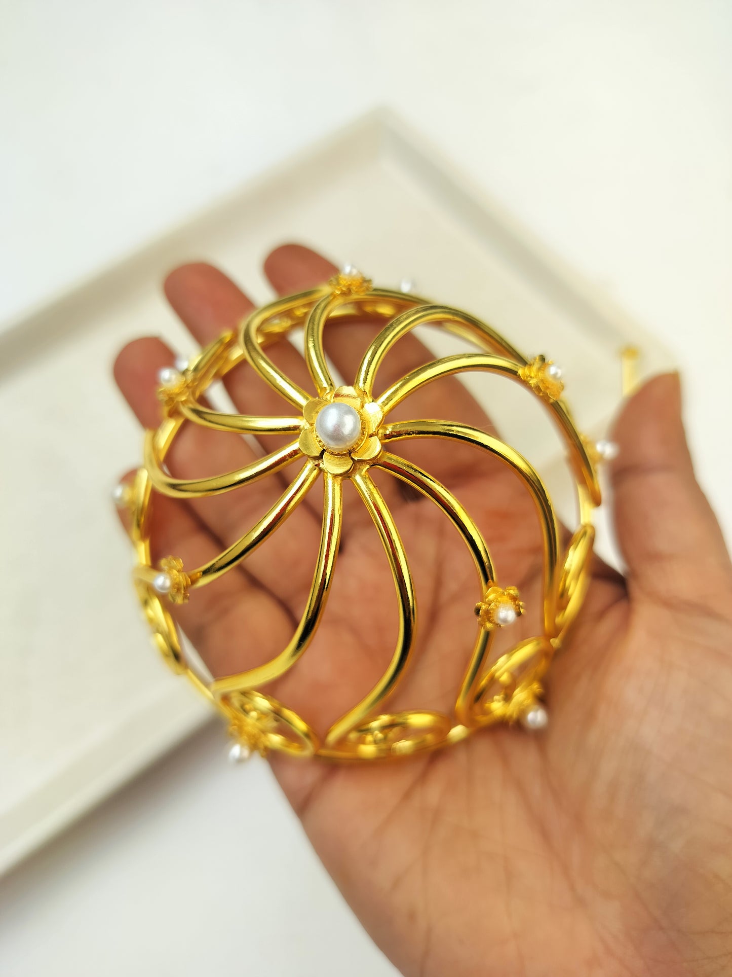 Twisted Brass Hair Bun Cage with bun stick