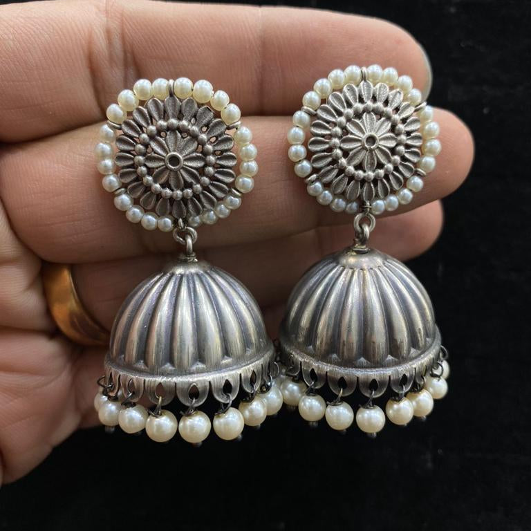 Silver Look alike Pearl Jhumki