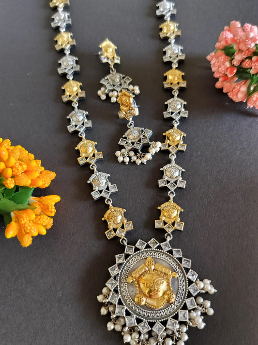 Dual tone Durga Maa oxidised Necklace
