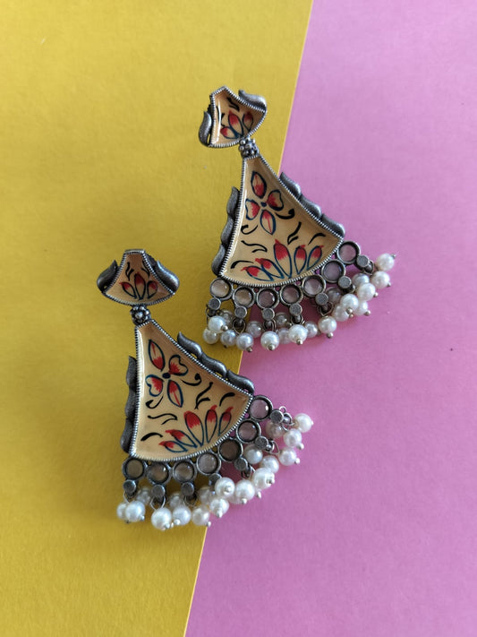 Light weight Red & Yellow handpainted earrings