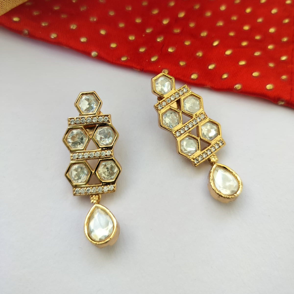 Brahmi Rose Gold Kundan earrings