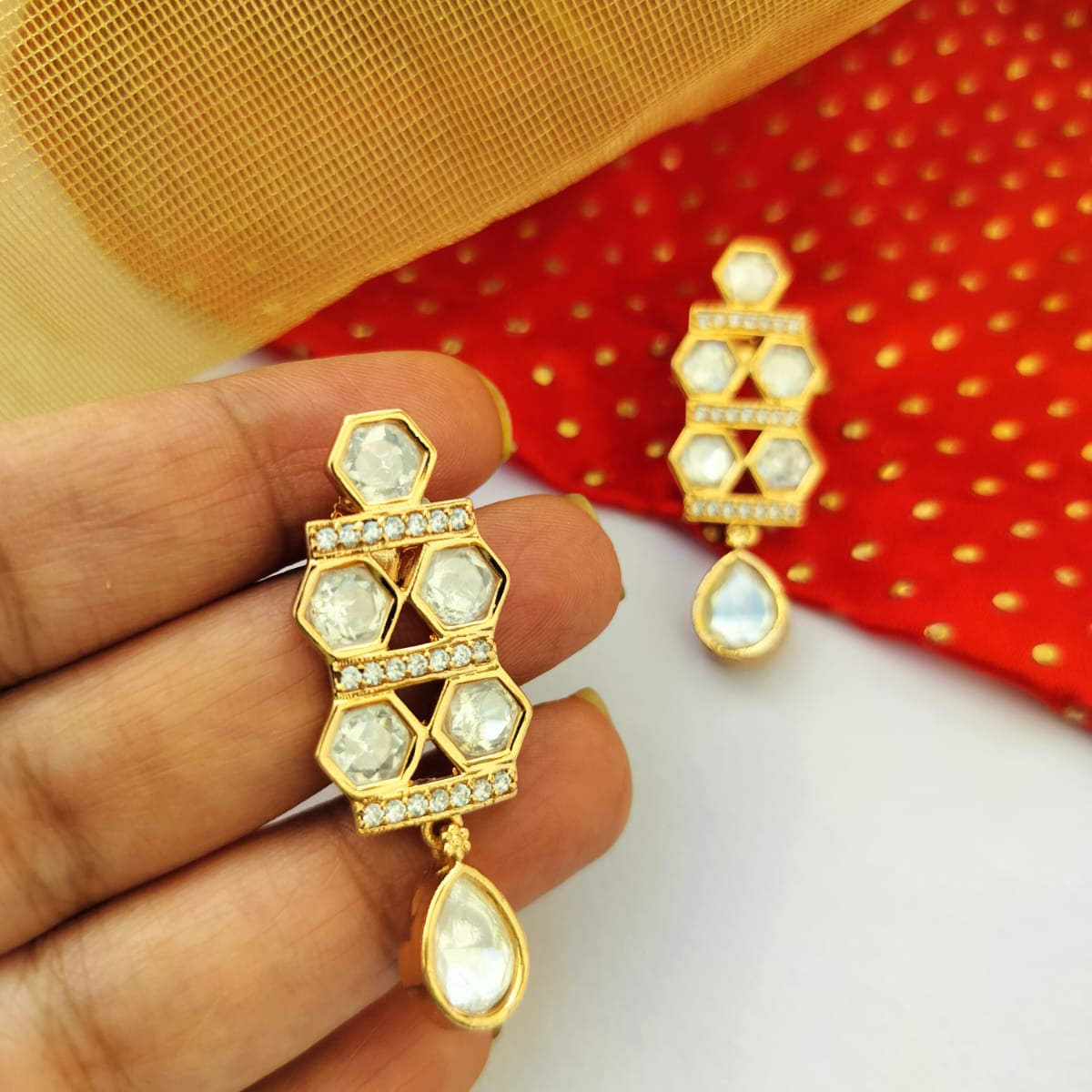 Brahmi Rose Gold Kundan earrings