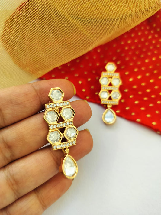 Brahmi Rose Gold Kundan earrings