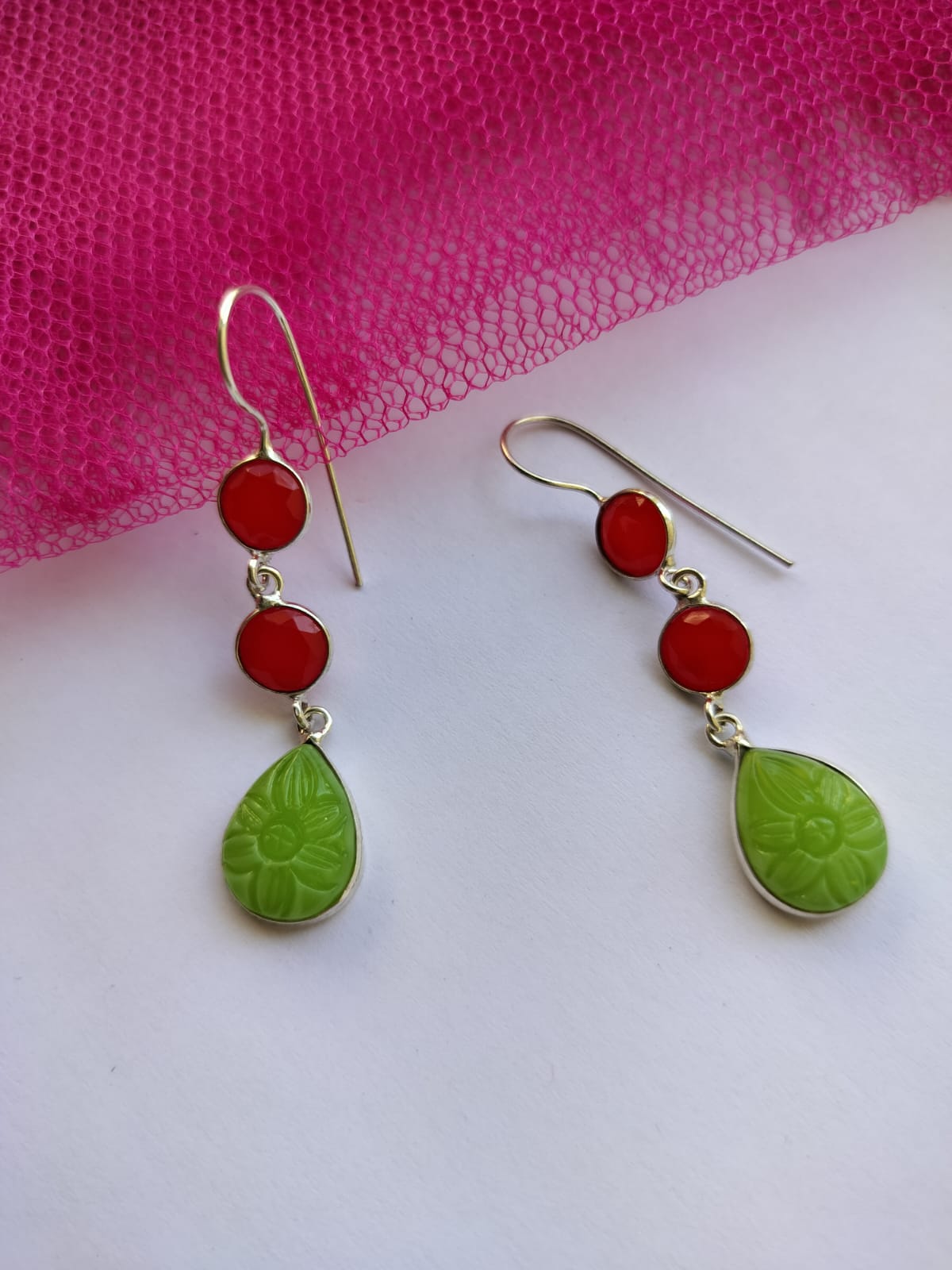 Pritika Drop earrings (Red & Green)
