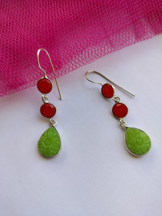 Pritika Drop earrings (Red & Green)