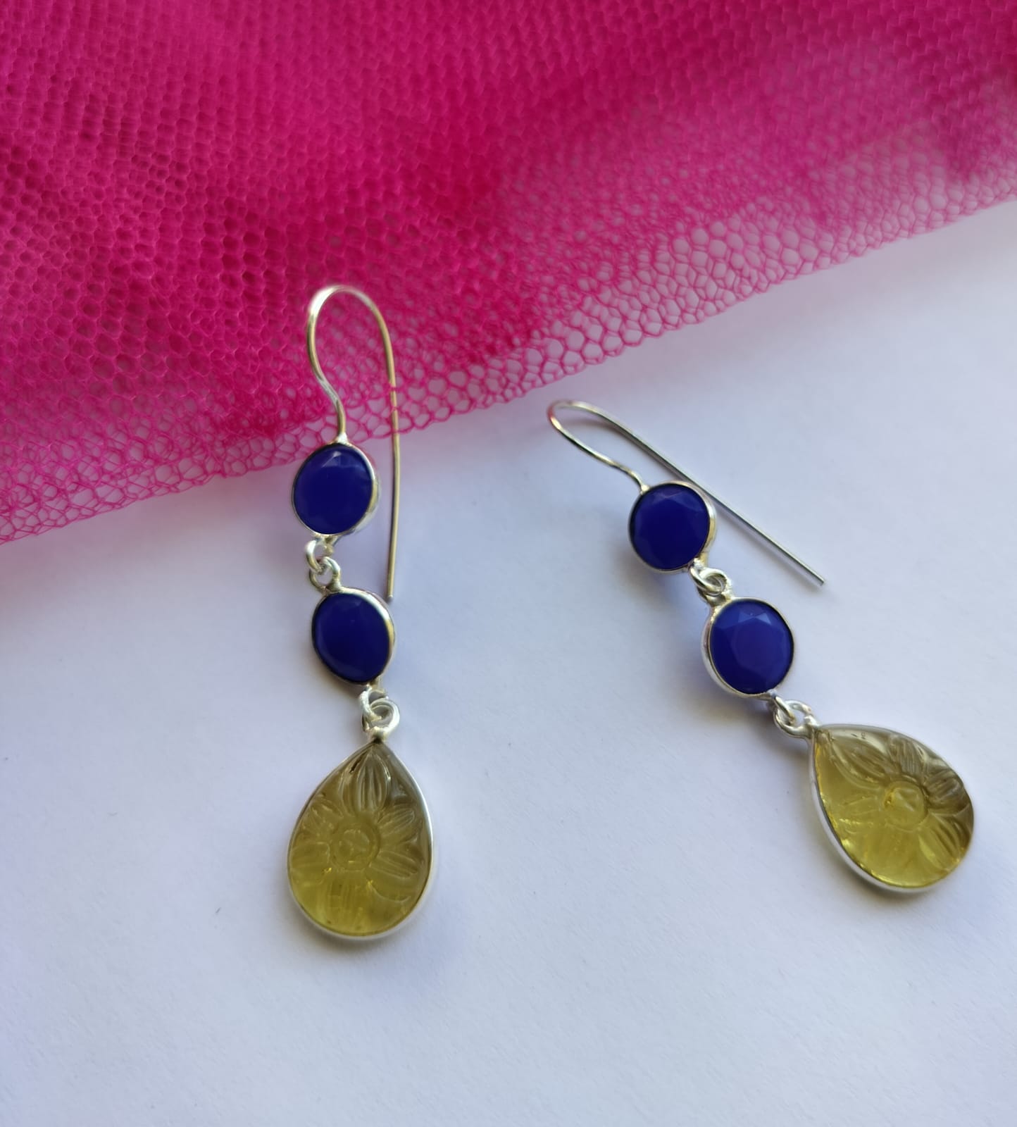 Pritika drop earrings (Blue & Yellow)