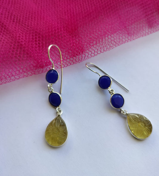 Pritika drop earrings (Blue & Yellow)