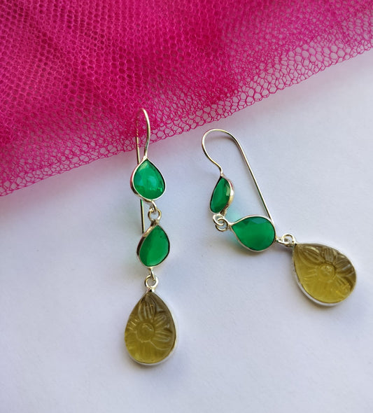 Pritika Drop earrings (Green & Lemon Yellow)