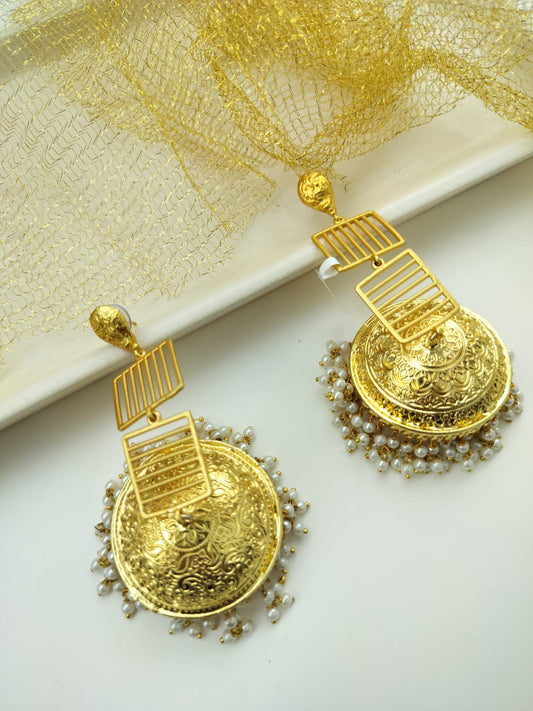 Aeindri Gold Plated Jhumka Earrings