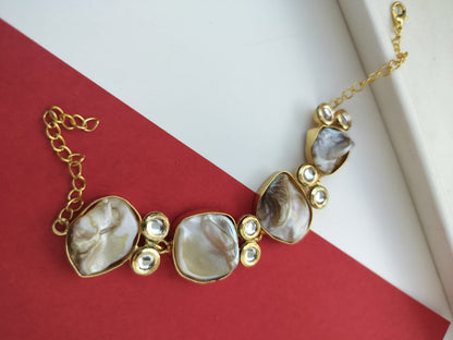 Mother of pearl kundan bracelet