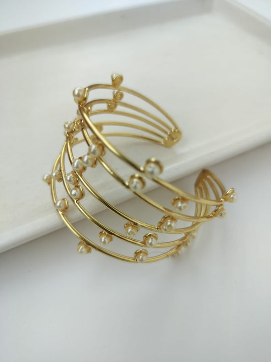 Brass and pearl Bracelet Kada