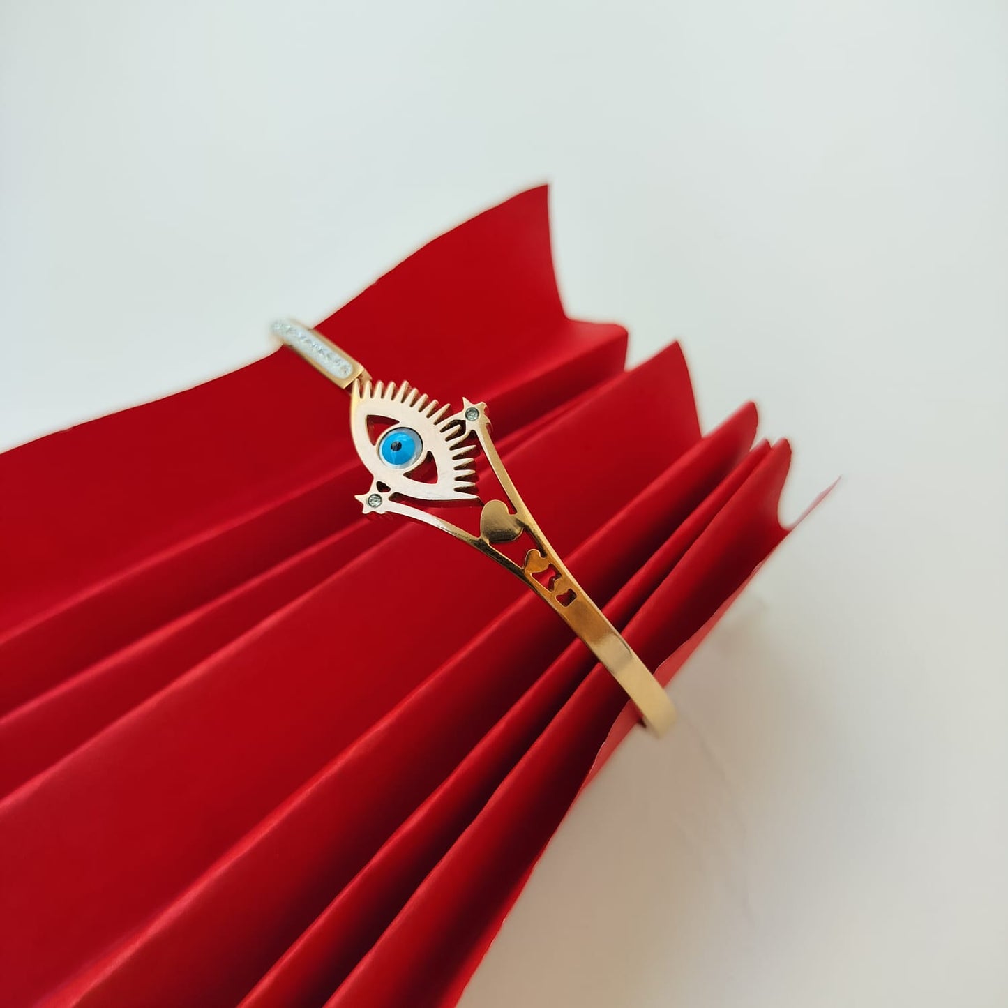 Stainless Steel Rosegold Plated Turquoise Lashes Evil Eye Kada
