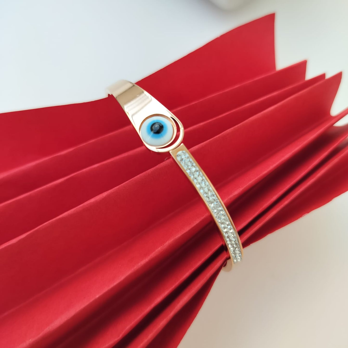 Stainless Steel Rosegold Plated single Evil Eye Kada