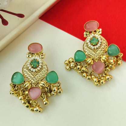 Pastel Shade Gold Plated Earrings