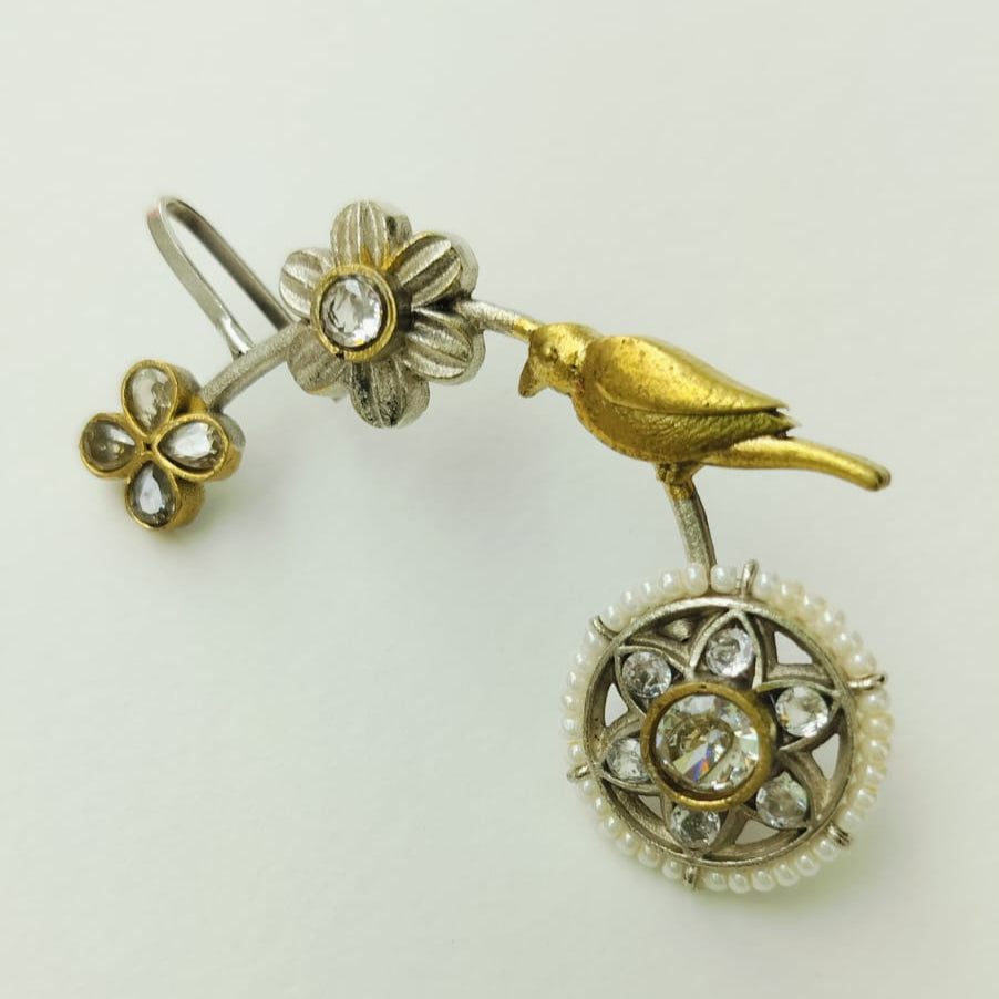 Floral Charm Bird Earcuff