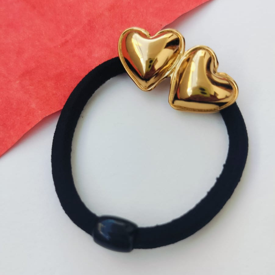 Twin heart Metal hair Tie
