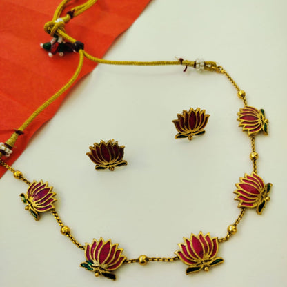 Manju Warrier Inspired Lotus Necklace