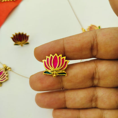 Lotus enameled Invisible Necklace set