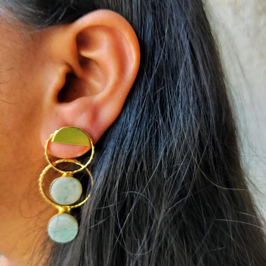 Stone Brass Earrings