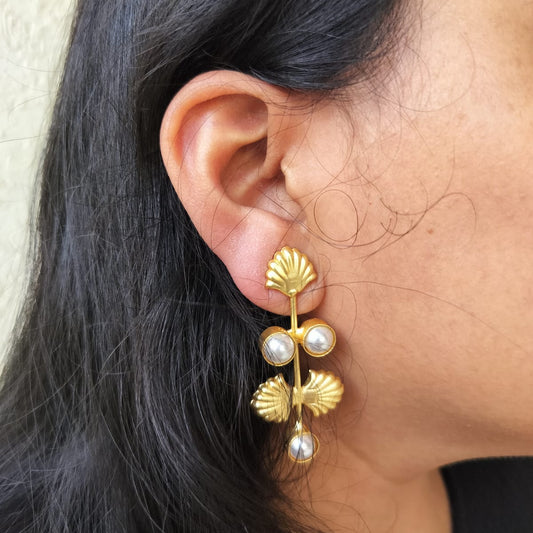 Pearl Brass Earrings