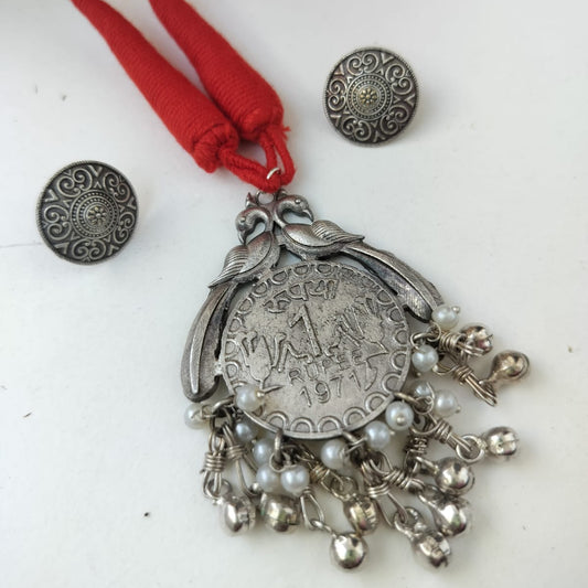 Coin thread oxidised Necklace set