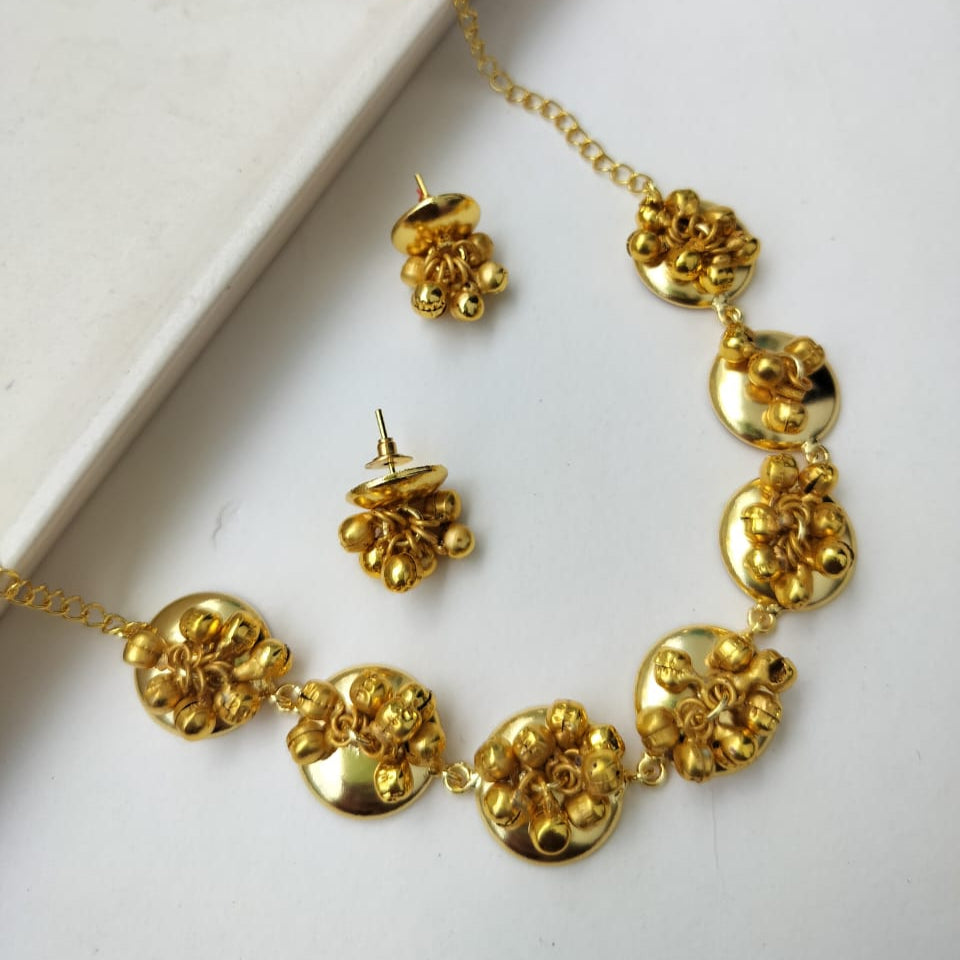 Ghungroo Golden Necklace set