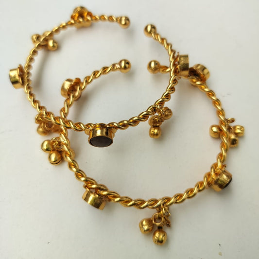 Ghungroo gold tone Multi Stone Bangles - Set of 2