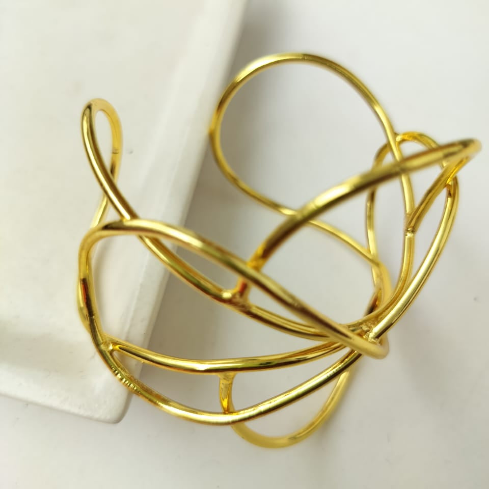 Modern Gold Wire Cuff Bracelet
