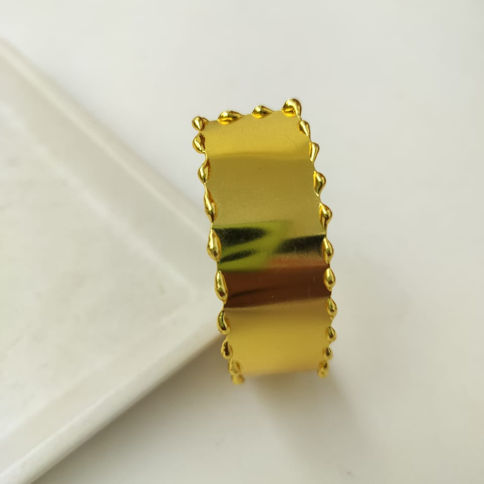 Glossy Gold Broad Statement Cuff Bracelet