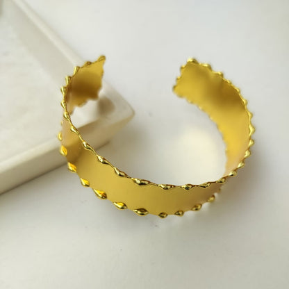 Glossy Gold Broad Statement Cuff Bracelet