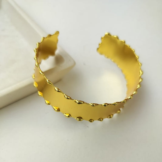 Glossy Gold Broad Statement Cuff Bracelet