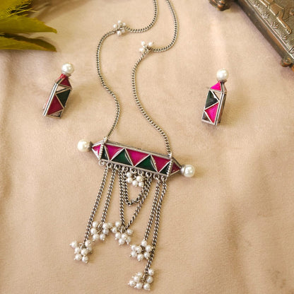 Alaya Oxidised Silver Look alike Necklace set