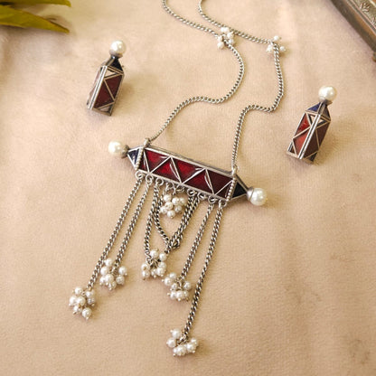 Alaya Oxidised Silver Look alike Necklace set