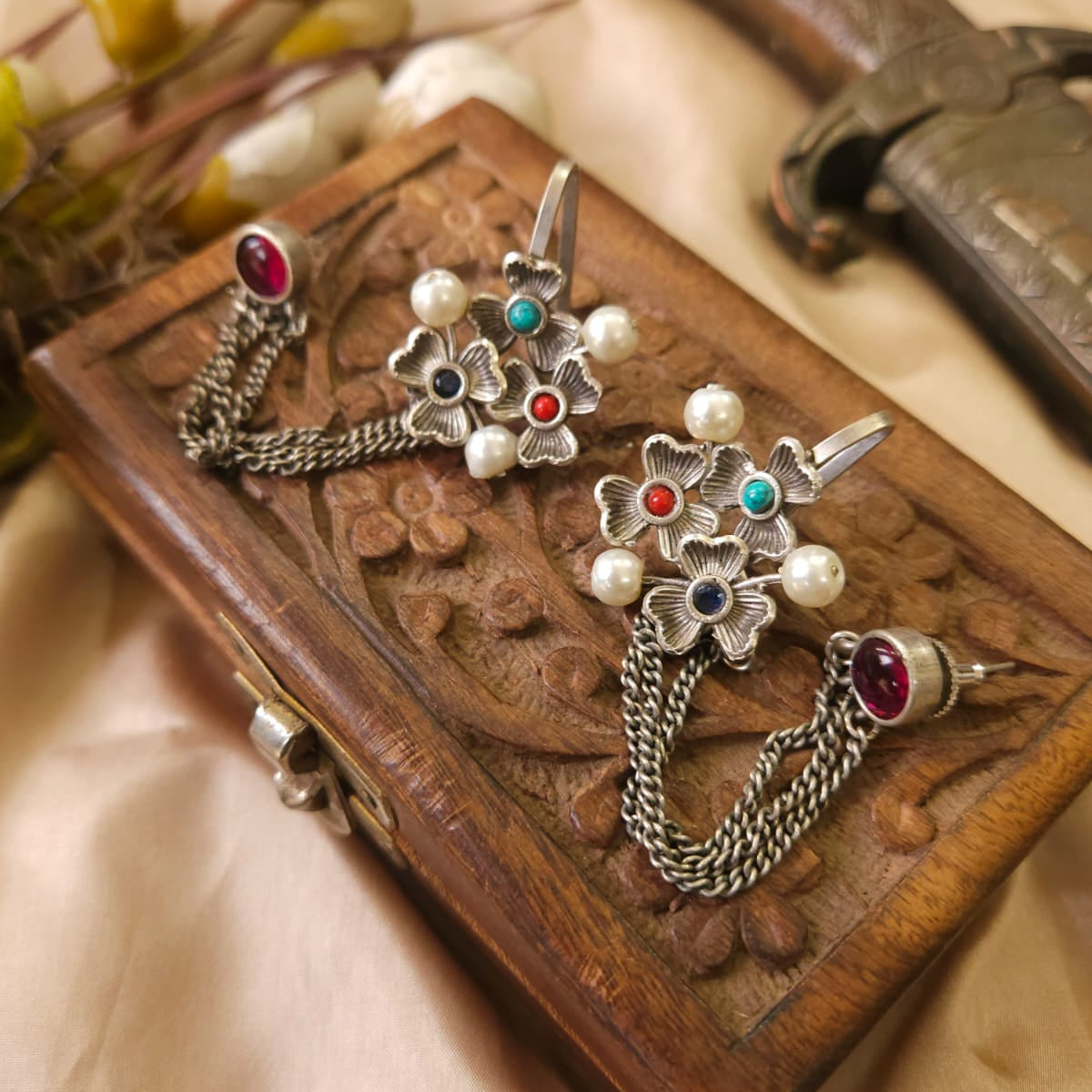 Bloom Multicolor Oxidized Earcuffs
