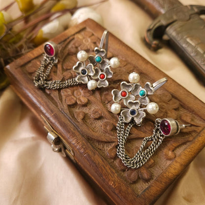 Bloom Multicolor Oxidized Earcuffs