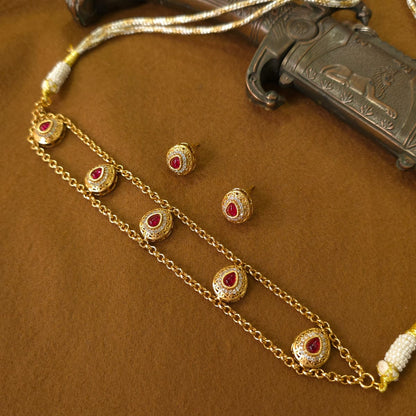Alekya Kundan Chain Choker Neckalce Set