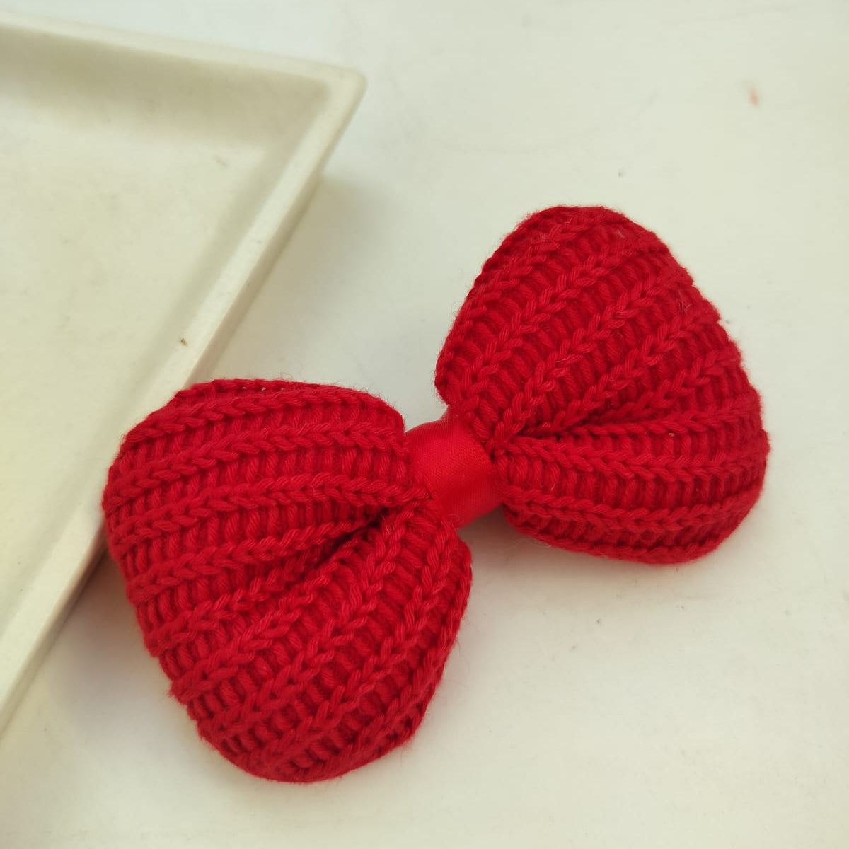 Bella Handcrafted Knitted Bow Hair Clip