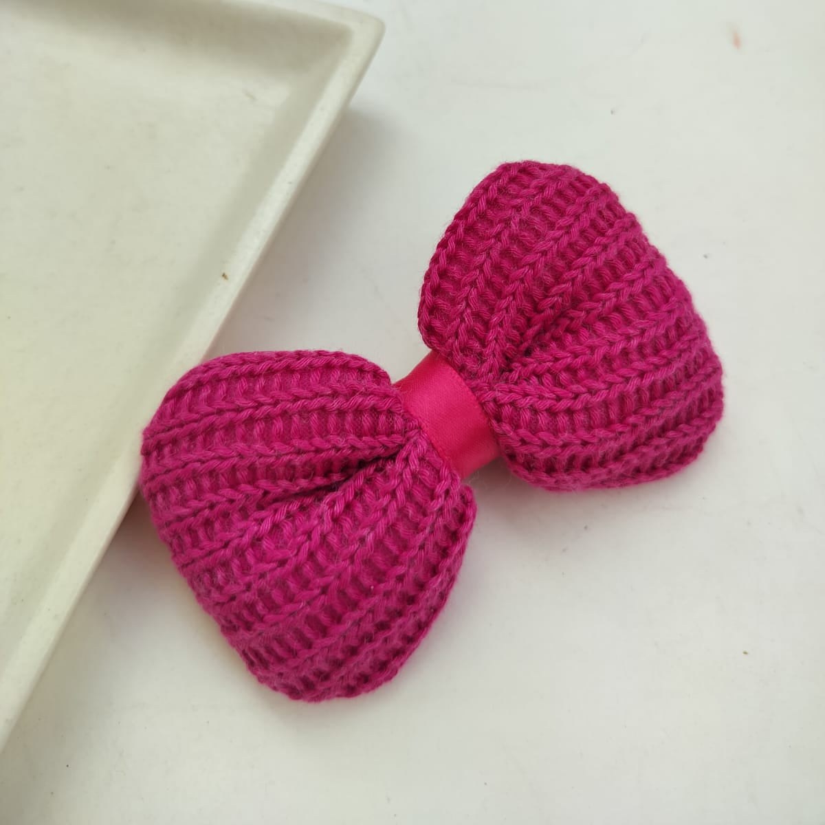 Bella Handcrafted Knitted Bow Hair Clip