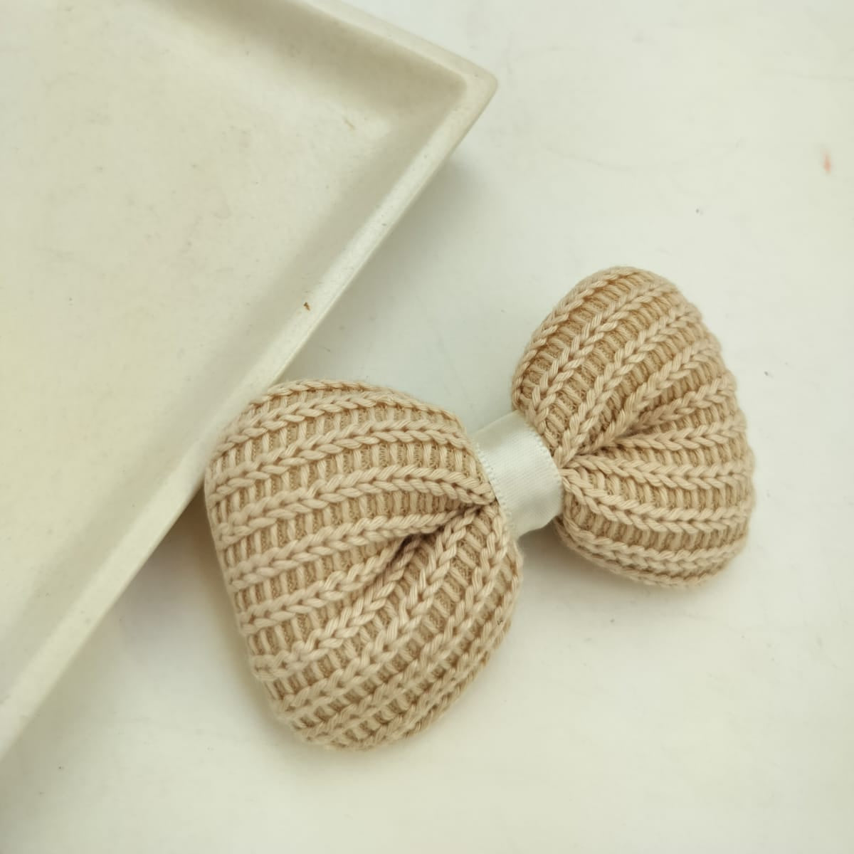 Bella Handcrafted Knitted Bow Hair Clip