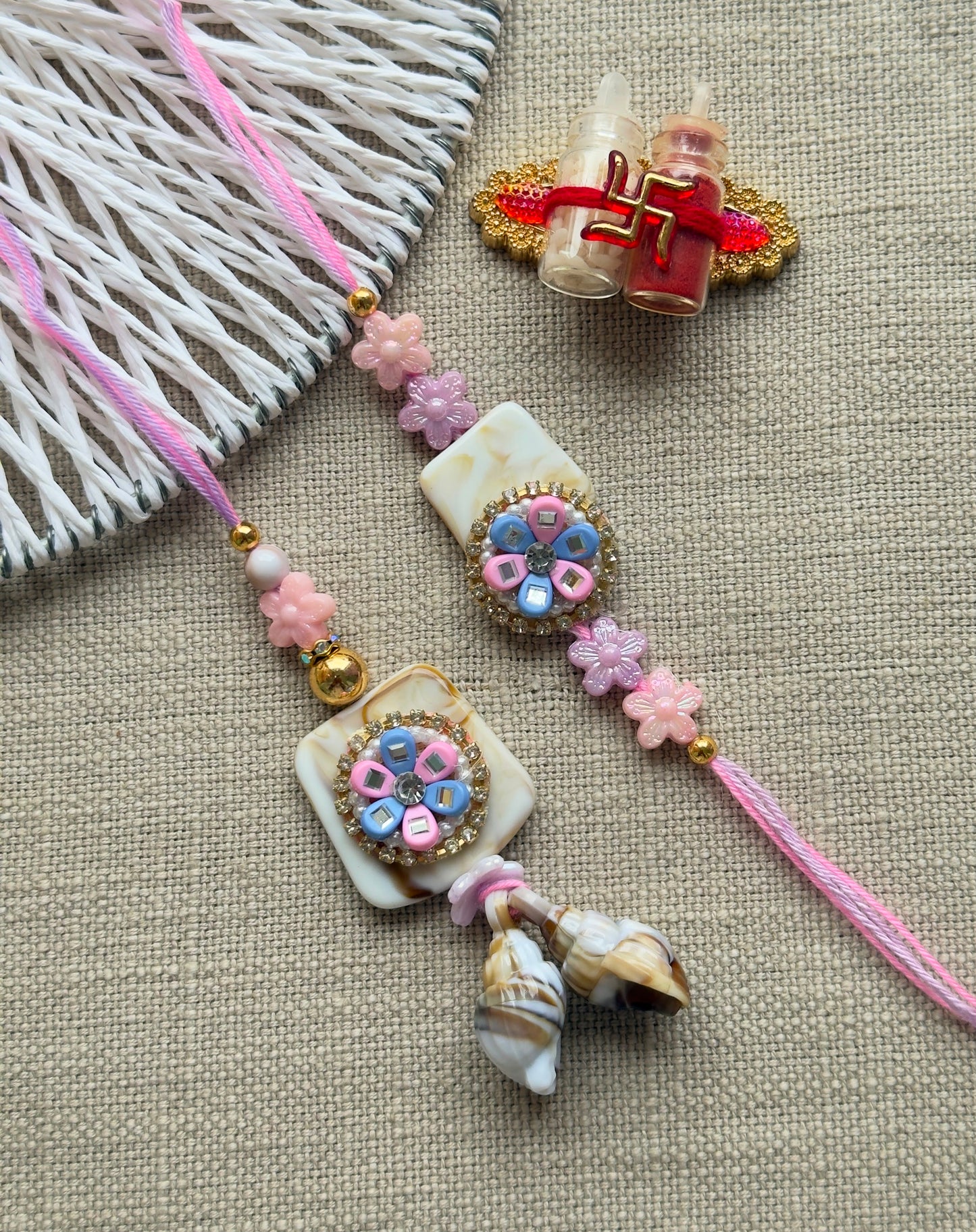 Designer Shell Bhai Rakhi and Bhabhi Lumba
