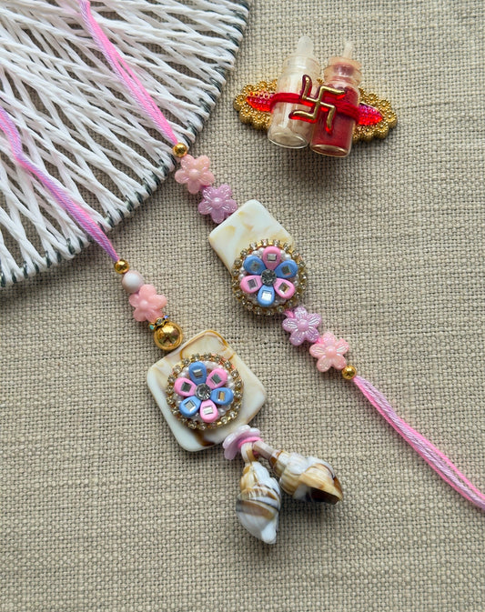 Designer Shell Bhai Rakhi and Bhabhi Lumba