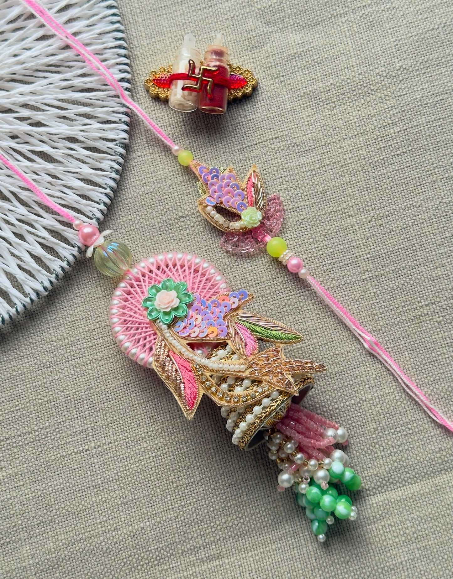 Pastel Sequin Bhai Rakhi & Bhabhi Lumba