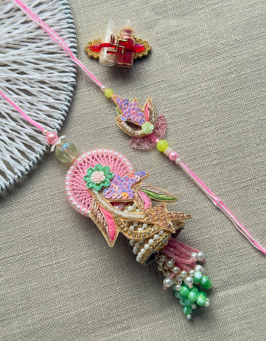 Pastel Sequin Bhai Rakhi & Bhabhi Lumba