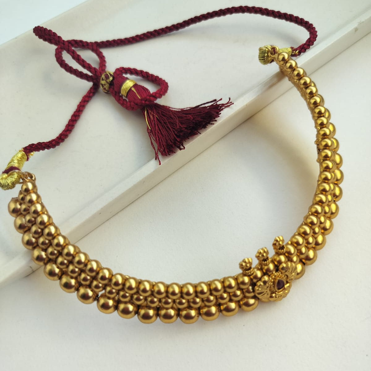 Mahagauri Gold Lookalike Choker Necklace Set