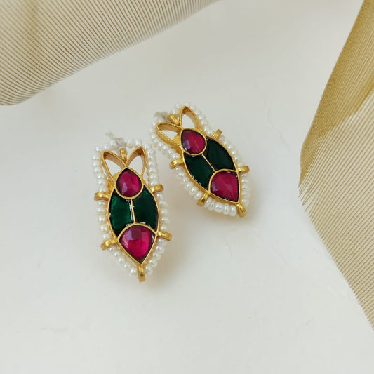 Green & Pink Fish Studs