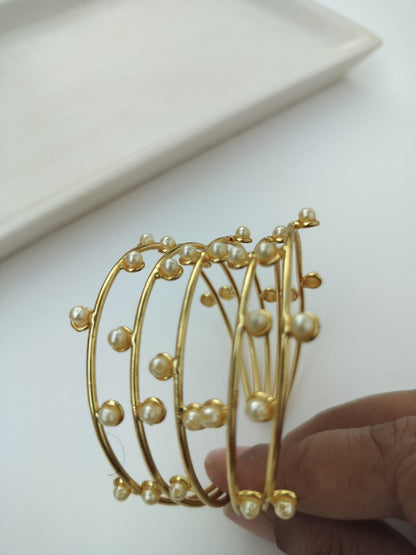 Brass and pearl Bracelet Kada