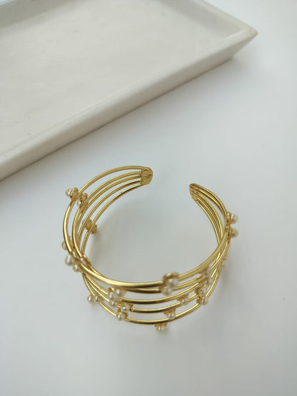 Brass and pearl Bracelet Kada