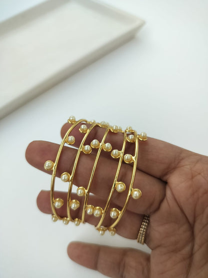 Brass and pearl Bracelet Kada