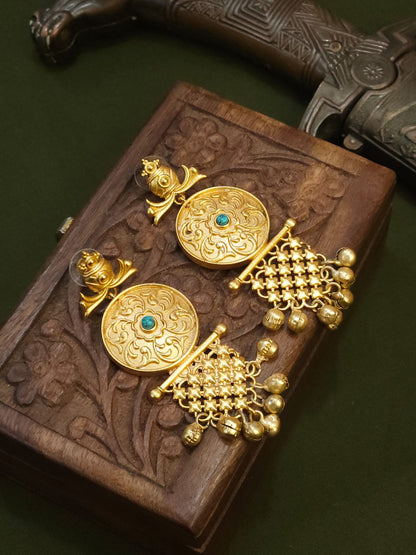 Golden Earrings with Jaali work